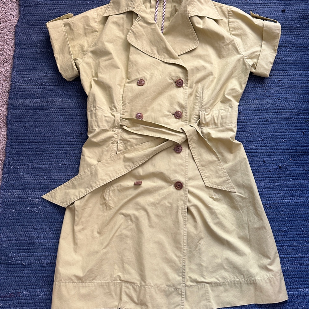 Green CAbi jacket/dress. Length from collar is 38”.